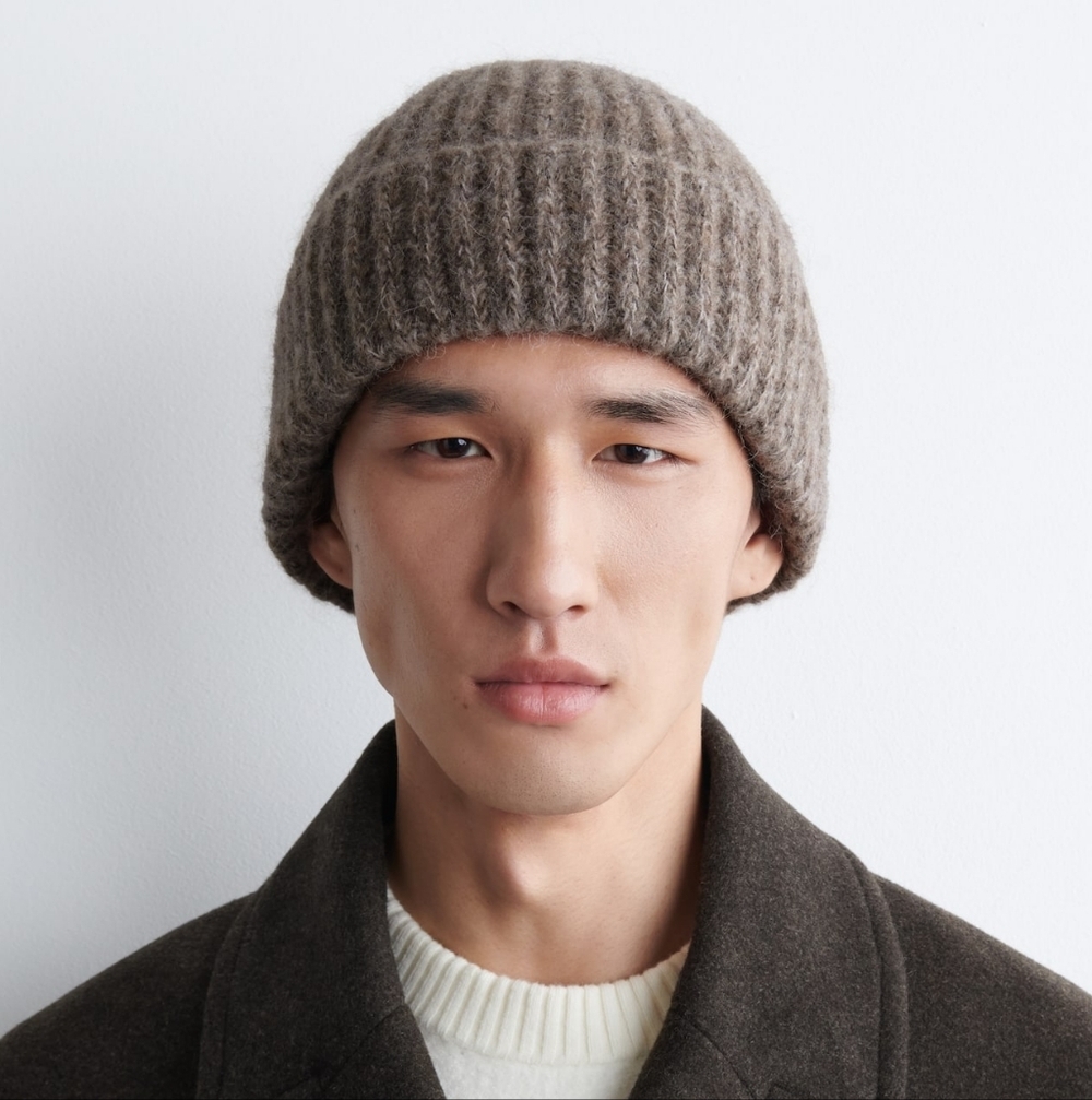 H&M Alpaca Blend Fisherman Taupe Beanie Men's